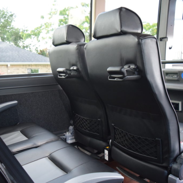 Luxury Bus With Leather Black and Grey Seats with Seatbelts